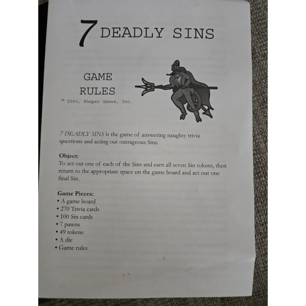 7 Deadly Sins Game - EUC - COMPLETE - Kheper Game - 2003